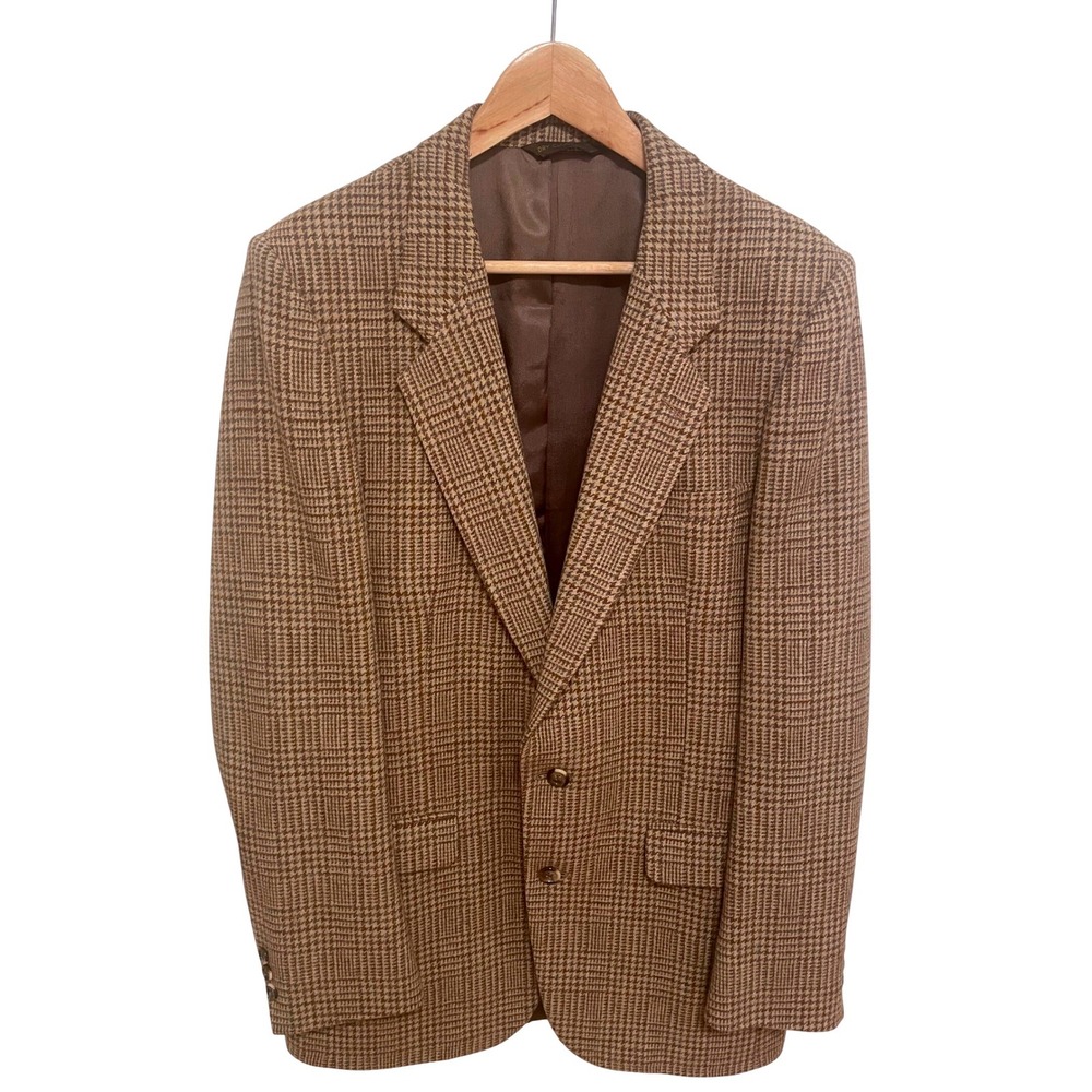 Vintage Sport Coat Blazer Wool Saks Fifth Avenue Daniel Hechter Glen Plaid 42R